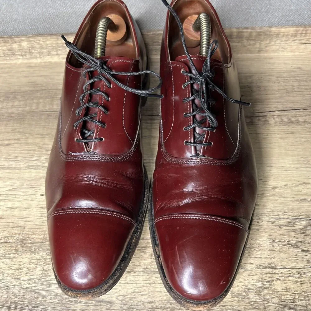 Allen Edmonds Park Avenue Burgundy Cap Toe Dress Oxford Leather Shoes Size 8.5 C